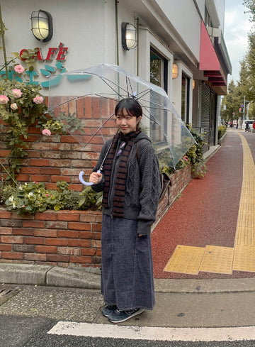 Enkel Bokashi Bijo Denim Long Skirt